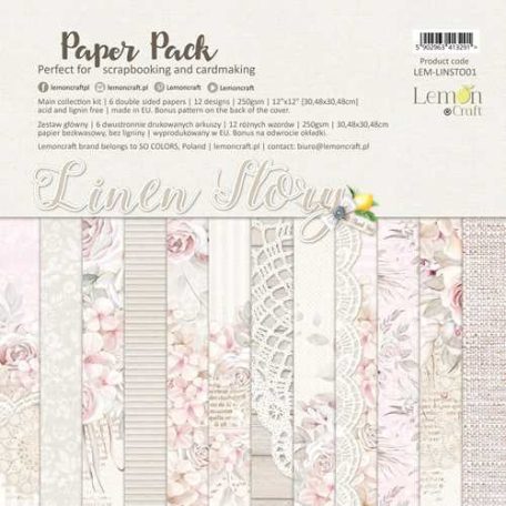 LemonCraft Papírkészlet 12" (30 cm) - Linen Story - Scrapbooking Paper Pad (1 csomag)