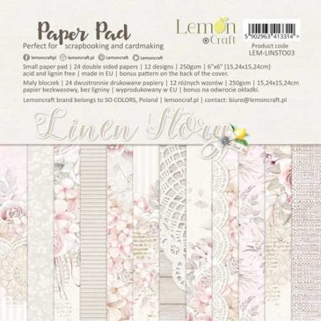 LemonCraft Papírkészlet 6" (15 cm) - Linen Story - Scrapbooking Paper Pad (1 csomag)