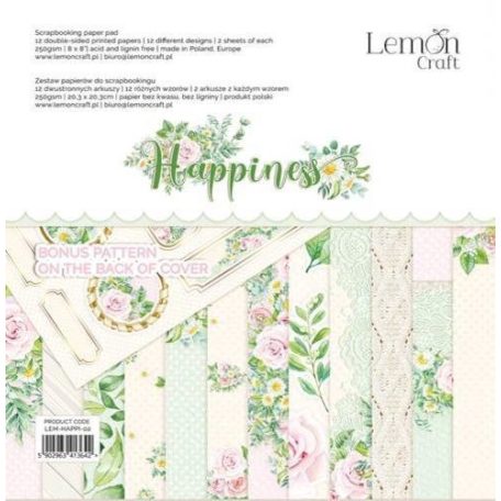 LemonCraft Papírkészlet 8" (20 cm) - Happiness - Scrapbooking Paper Pad (1 csomag)