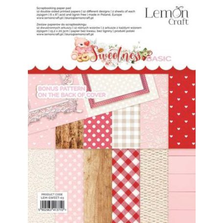 LemonCraft Papírkészlet 6"x8" (15 cm x 20 cm) - Sweetness - Basic - Scrapbooking Paper Pad (1 csomag)