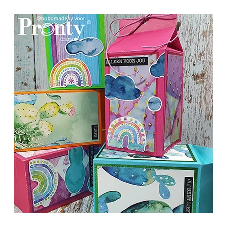 Pronty Papírkészlet 8" (20 cm) - Rainbow & Cactus - Double-sided paper (1 csomag)