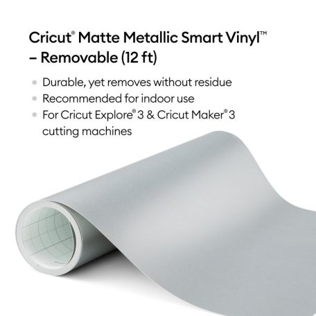 Cricut visszaszedhető öntapadó fólia 33cm x 3,6m Silver / Ezüst Smart Vinyl Removable (1 db)