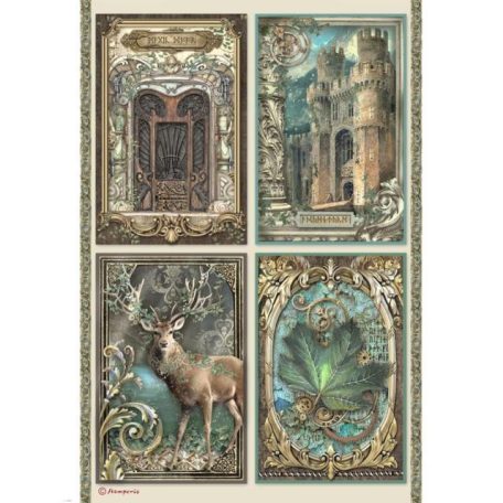 Stamperia Rizspapír A4 - Magic Forest - Cards - Stamperia Rice Paper (1 ív)