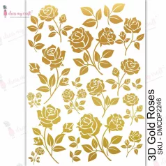   Dress My Craft Transzfer fólia A4 - 3D Gold Roses - Transfer Me (1 db)