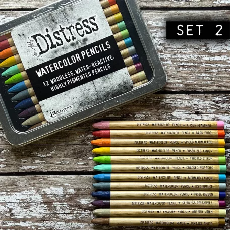 Tim Holtz Akvarell ceruzakészlet - Kit 2 - Distress Watercolor Pencils (12 db)