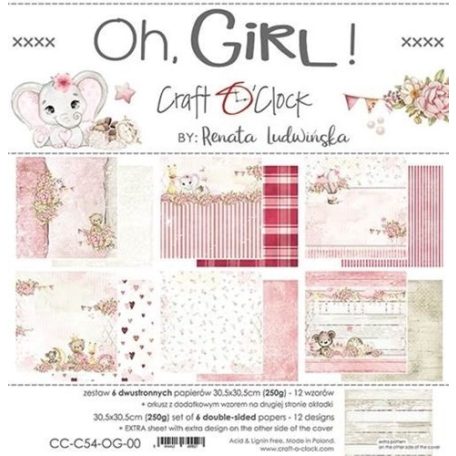 Craft O'Clock Papírkészlet12" (30 cm) - Oh Girl - Paper Collection Set (1 csomag)