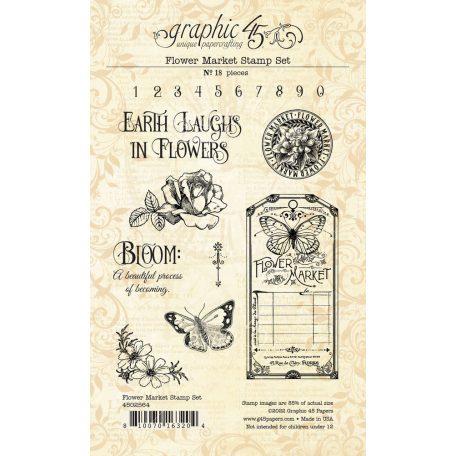 Graphic 45 Szilikonbélyegző - Flower Market - Stamp Set (1 csomag)