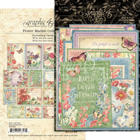 Graphic 45 Komment címkék - Flower Market - Journaling Cards (1 csomag)