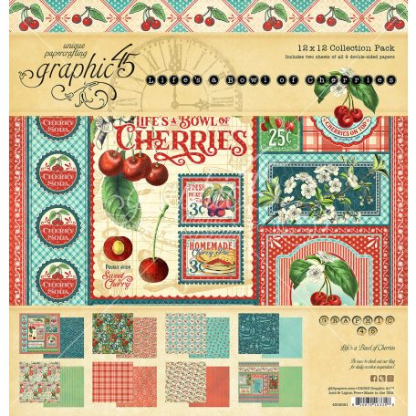 Graphic 45 Papírkészlet 12" (30 cm) - Life's a Bowl of Cherries - Paper Pad (16 lap)
