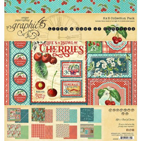 Graphic 45 Papírkészlet 8" (20 cm) - Life's a Bowl of Cherries - Paper Pad (24 lap)