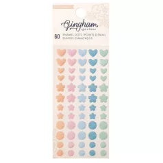   American Crafts Öntapadós díszítőelem  - Crate Paper - Gingham Garden - Enamel Dots (1 csomag)