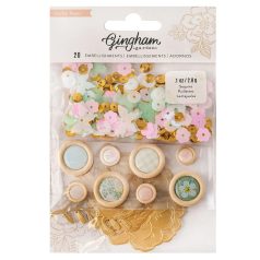   American Crafts Díszítőelem  - Crate Paper - Gingham Garden - Buttons - Gold Foil  - Embellishment (1 csomag)