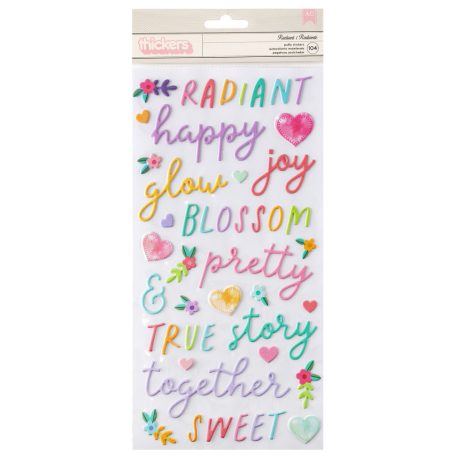 American Crafts Matrica  - Paige Evans - Blooming Wild - Radiant - Phrase - Thicker (2 ív)