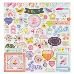  American Crafts Chipboard matrica 12" (30 cm) - Paige Evans - Blooming Wild - Chipboard - Sticker (1 ív)