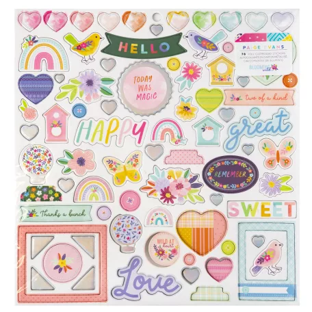American Crafts Chipboard matrica 12" (30 cm) - Paige Evans - Blooming Wild - Chipboard - Sticker (1 ív)