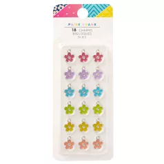   American Crafts Fém díszítőelem  - Paige Evans - Blooming Wild - Enamel Flower Charms - Embellishment (1 csomag)