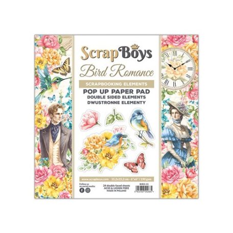 ScrapBoys Kivágóív készlet6" (15 cm) - Bird Romance - Pop Up (24 lap)