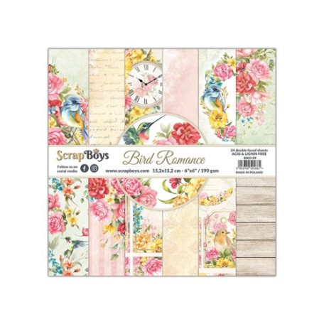 ScrapBoys Scrapbook papírkészlet6" (15 cm) - Bird Romance - Paper Pad (24 lap)