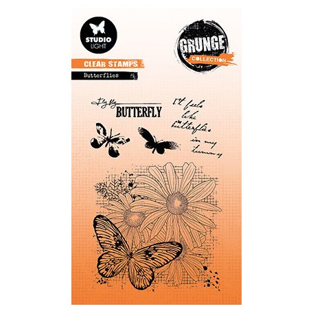 Studio Light Szilikonbélyegző - Butterflies Grunge collection nr.399 - SL Clear Stamp (1 csomag)