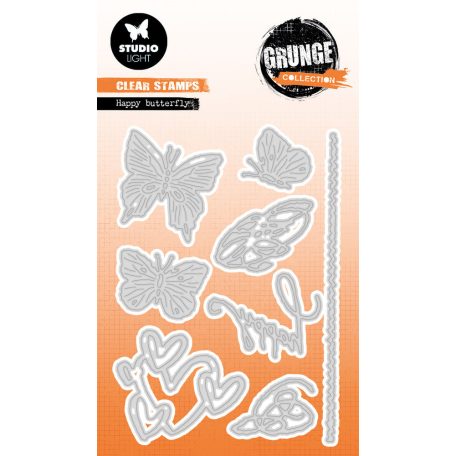 Studio Light Vágósablon - Happy butterfly Grunge collection nr.502 - SL Cutting Die (1 csomag)