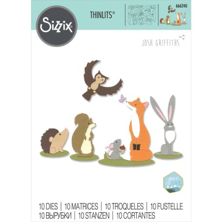 SIZZIX vágósablon, bélyegzővel 666240 - Forest Animals #1 - Thinlits Die Set  (1 csomag)