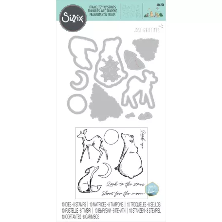 SIZZIX vágósablon, bélyegzővel 666226 - Twilight Animals - Framelits Die (1 csomag)