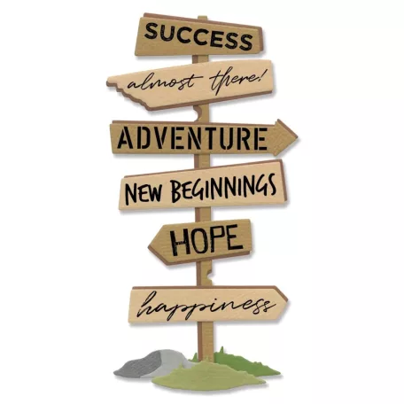 SIZZIX vágósablon, bélyegzővel 666225 - Signs for Success - Framelits Die (1 csomag)