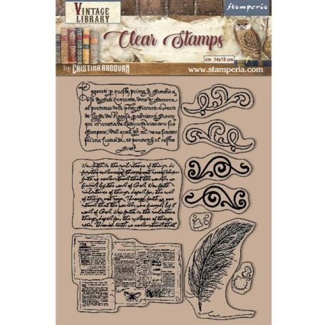 Stamperia Szilikonbélyegző  - Vintage Library - Calligraphy - Clear Stamps (1 csomag)