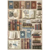   Stamperia Rizspapír készlet A4 - Vintage Library - Rice Paper Selection (6 ív)