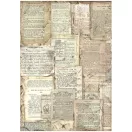 Stamperia Rizspapír készlet A4 - Vintage Library - Rice Paper Selection (6 ív)