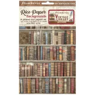   Stamperia Rizspapír készlet A6 - Vintage Library - Rice Paper Backgrounds (8 ív)
