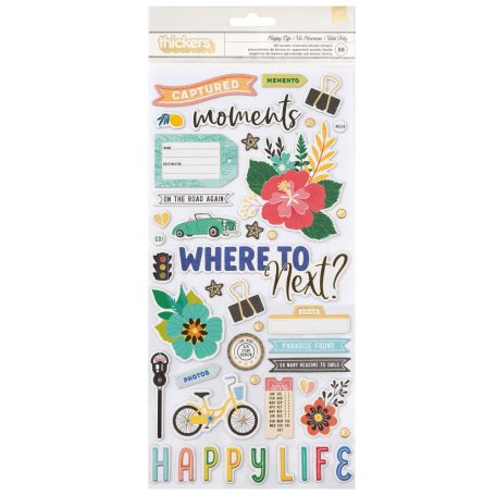 American Crafts Chipboard matrica  - Vicki Boutin - Where To Next? - Happy Life - Chipboard - Gold Foi - Thickers (1 csomag)