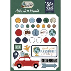   Echo Park Díszítőelem  - Adhesive Brads - Let's Go Travel (1 csomag)