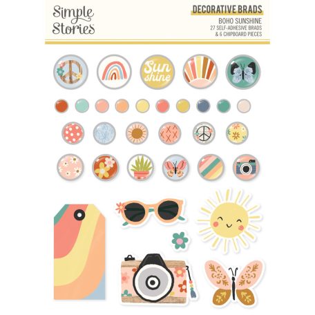 Simple Stories Díszítőelem  - Decorative Brads - Boho Sunshine (1 csomag)