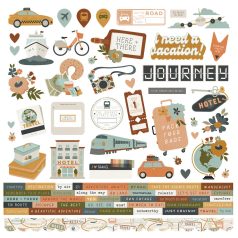   Simple Stories Matrica 12" (30 cm) - Cardstock Stickers - Here + There (1 ív)