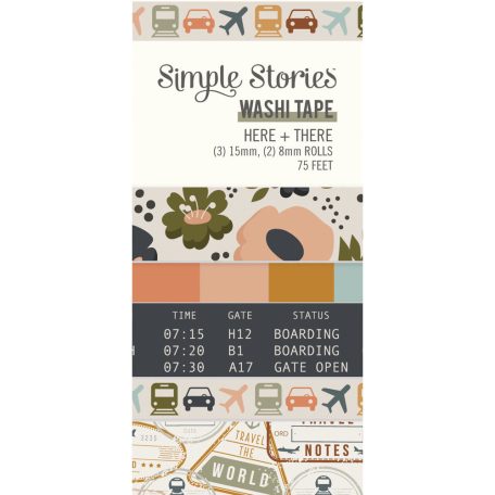 Simple Stories Dekorációs ragasztószalag  - Washi Tape - Here + There (5 db)