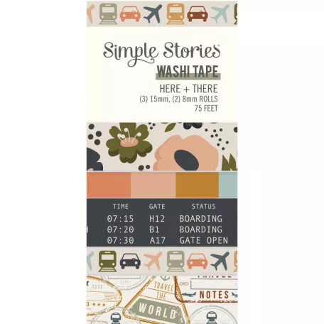 Simple Stories Dekorációs ragasztószalag  - Washi Tape - Here + There (5 db)