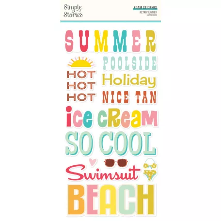 Simple Stories Matrica  - Foam Stickers - Retro Summer (2 ív)