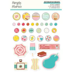   Simple Stories Díszítőelem  - Decorative Brads - Retro Summer (1 csomag)