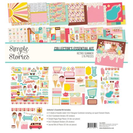 Simple Stories Scrapbook papírkészlet 12" (30 cm) - Collector's Essential Kit - Retro Summer (1 csomag)