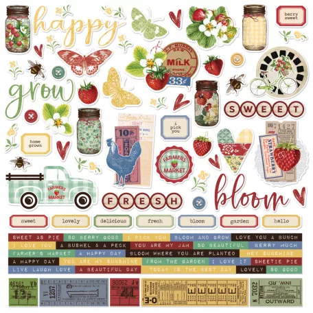 Simple Stories Matrica 12" (30 cm) - Cardstock Stickers - Simple Vintage Berry Fields (1 ív)
