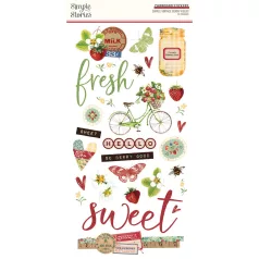   Simple Stories Chipboard 6"X12" - Chipboard Stickers - Simple Vintage Berry Fields (1 ív)
