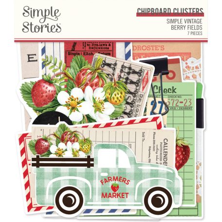 Simple Stories Chipboard  - Chipboard Clusters - Simple Vintage Berry Fields (1 csomag)