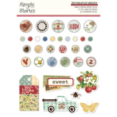   Simple Stories Díszítőelem  - Decorative Brads - Simple Vintage Berry Fields (1 csomag)