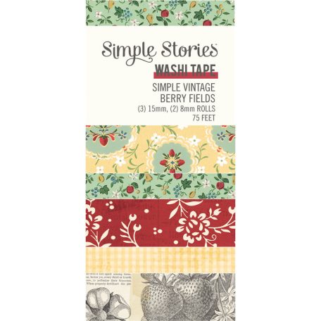 Simple Stories Dekorációs ragasztószalag  - Washi Tape - Simple Vintage Berry Fields (5 db)
