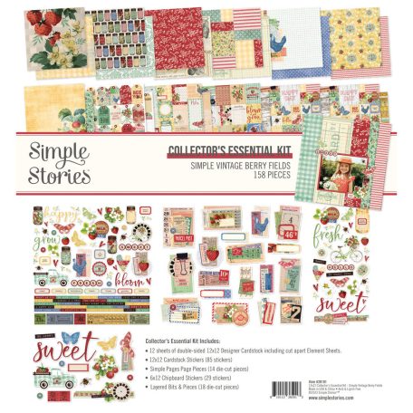 Simple Stories Scrapbook papírkészlet 12" (30 cm) - Collector's Essential Kit - Simple Vintage Berry Fields (1 csomag)