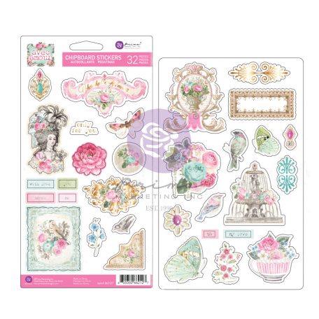 Prima Marketing Chipboard  - Avec Amour - Chipboard Stickers  (1 csomag)