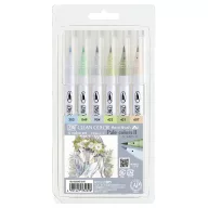   Kuretake / ZIG Színes ecsetfilc készlet - Pale colors II - Clean colors Real Brush (6 db)