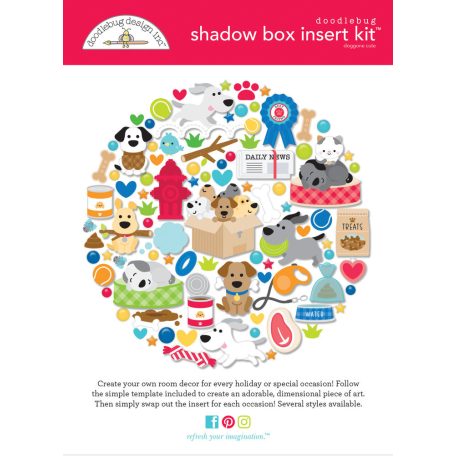 Doodlebug Design Shadow Box díszítőelem  - Doggone Cute - Shadow Box Insert Kit (1 csomag)
