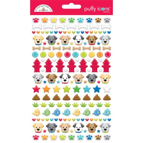 Doodlebug Design Pufi matrica  - Doggone Cute - Puffy Icons Stickers (1 db)